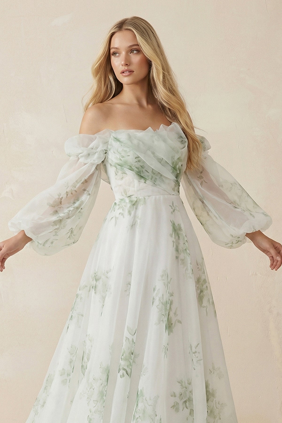 A-Line Floral Appliqued Majesty Bridal Wedding Dress with Ruffles